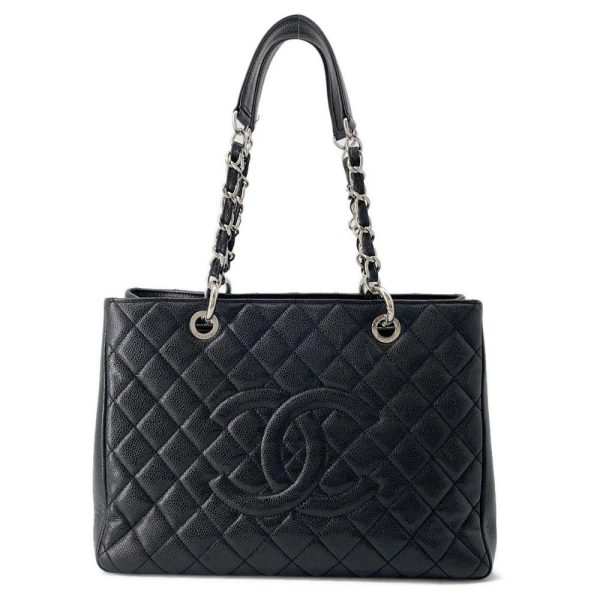 9464087 01 CHANEL Matelasse GST Caviar Skin Chain Tote Bag Black