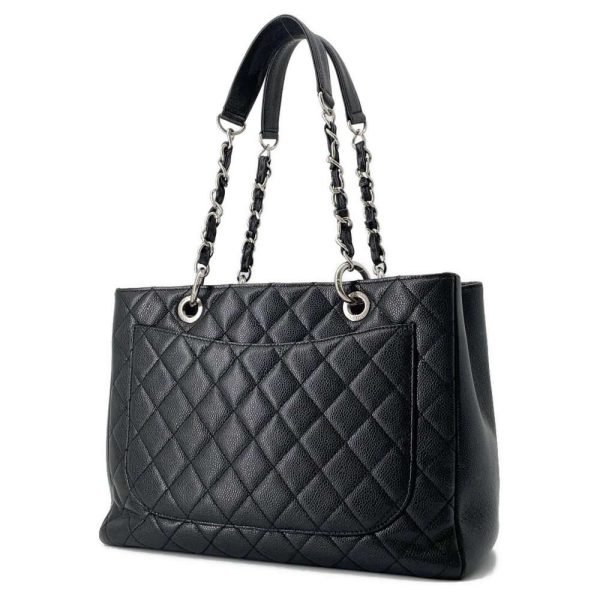 9464087 02 CHANEL Matelasse GST Caviar Skin Chain Tote Bag Black