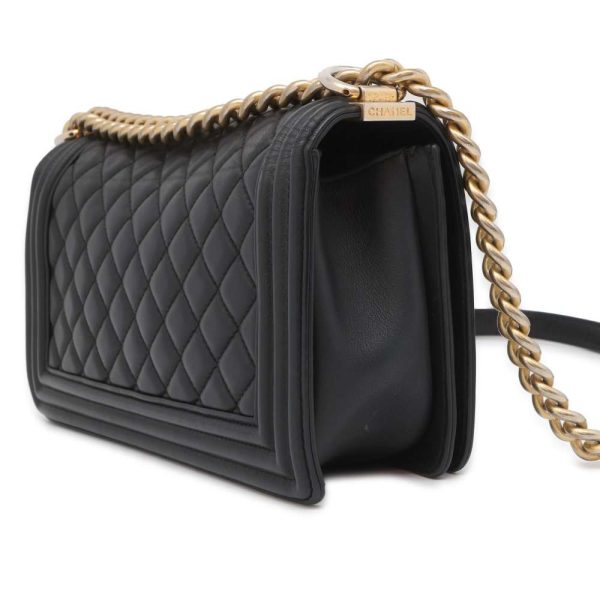 9464179 02 Chanel Chain Shoulder Bag Boy Chanel Lambskin Coco Mark Black