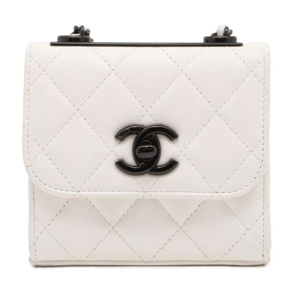 9464193 01 CHANEL Chain Shoulder Bag Matelasse Coco Mark Lambskin A81633 Clutch White