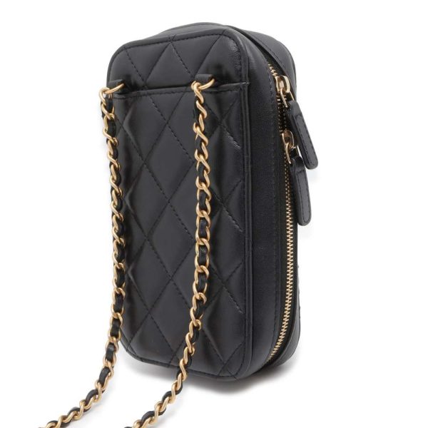 9464216 02 Chanel Matelasse Chain Shoulder Bag Lambskin Black