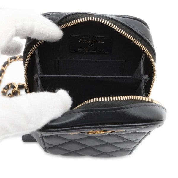 9464216 05 Chanel Matelasse Chain Shoulder Bag Lambskin Black