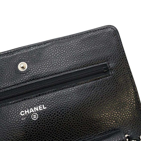 9464223 08 CHANEL Chain Wallet Matelasse Coco Mark Caviar Skin Wallet Black