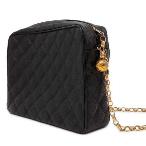 9464285 02 CHANEL Chain Shoulder Bag Matelasse Diana Coco Mark Caviar Skin Black