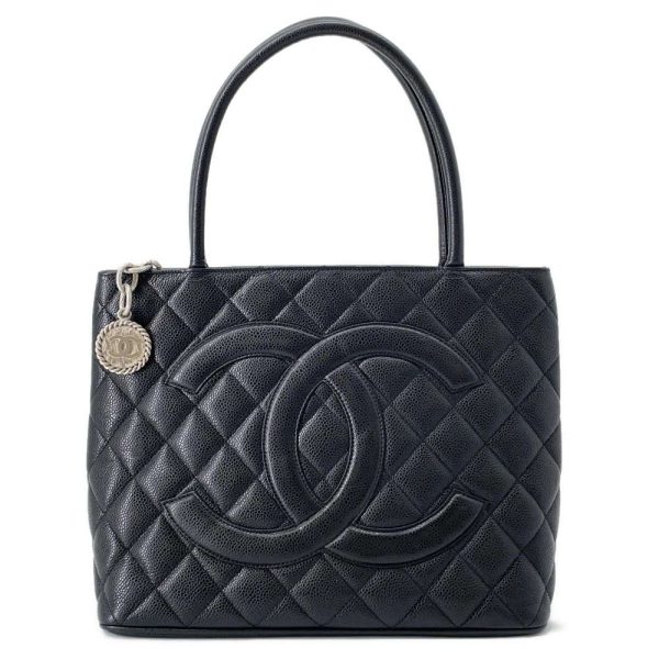 9464308 01 CHANEL Quilted Caviar Skin Tote Bag Black