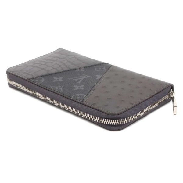 9464490 02 Louis Vuitton Long Wallet Eclipse Ostrich Crocodile Zippy Black