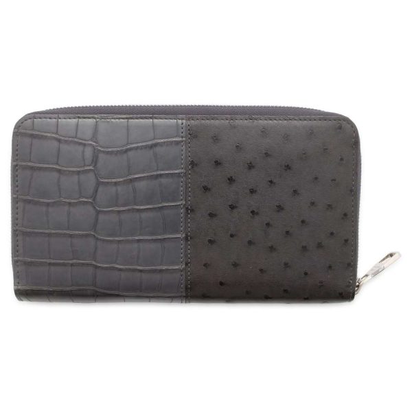 9464490 03 Louis Vuitton Long Wallet Eclipse Ostrich Crocodile Zippy Black