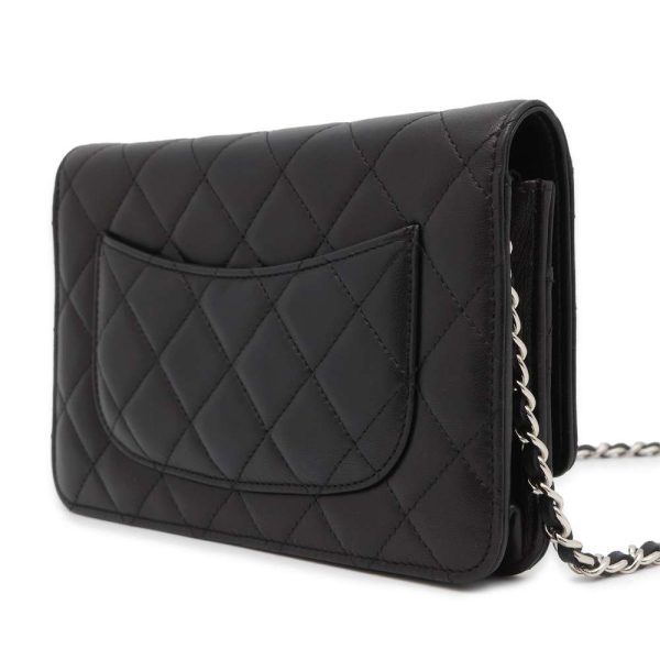 9464681 02 CHANEL Matelasse Lambskin Chain Wallet Black