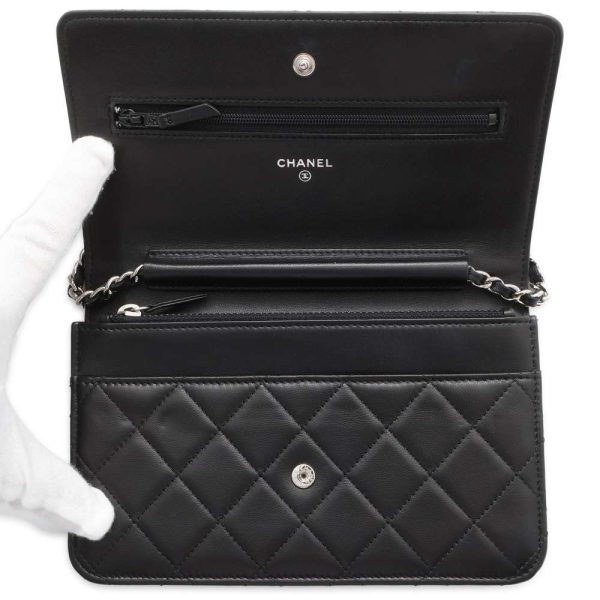 9464681 05 CHANEL Matelasse Lambskin Chain Wallet Black