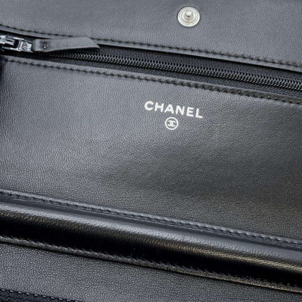 9464681 11 CHANEL Matelasse Lambskin Chain Wallet Black