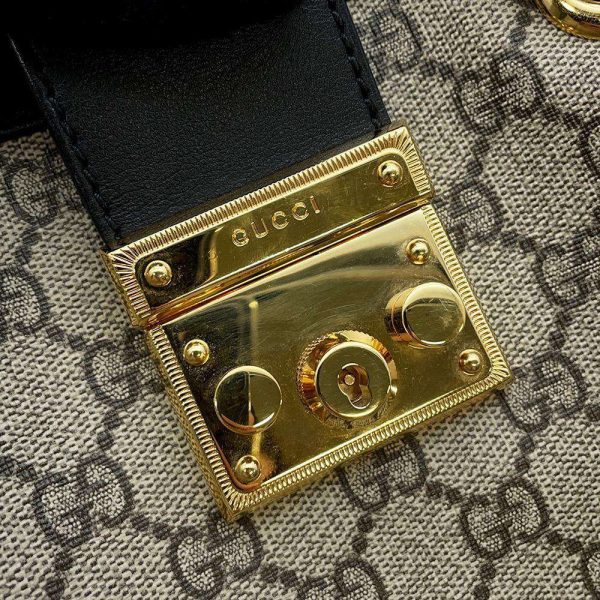 9466104 09 Gucci GG Supreme Padlock Small Chain Shoulder Bag Black