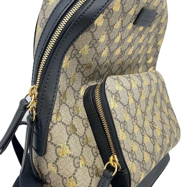 9473478 06 Gucci GG Supreme Bee Backpack Black