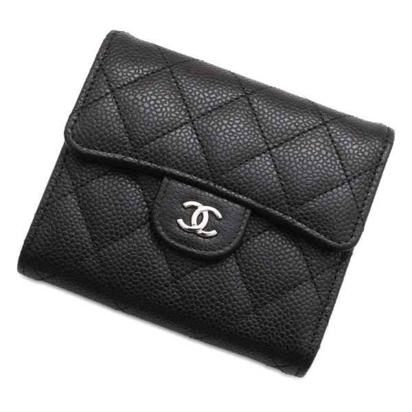 9473812 01 CHANEL Small Flap Wallet Lambskin Black