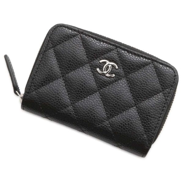 9473836 01 CHANEL Coin Matelasse Zip Coin Case Caviar Skin