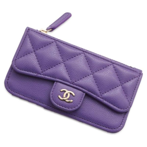 9474208 01 CHANEL Card Case Matelasse Zip Caviar Skin Coco Mark