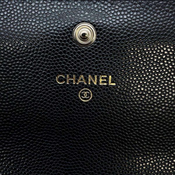 9474291 06 CHANEL Long Wallet Matelasse Flap Here Mark Caviar Skin Black