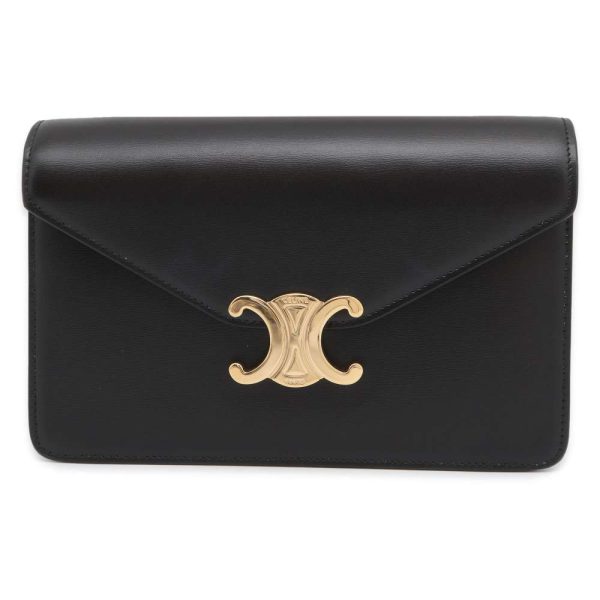 9477018 01 Celine Triomphe Chain Wallet Black