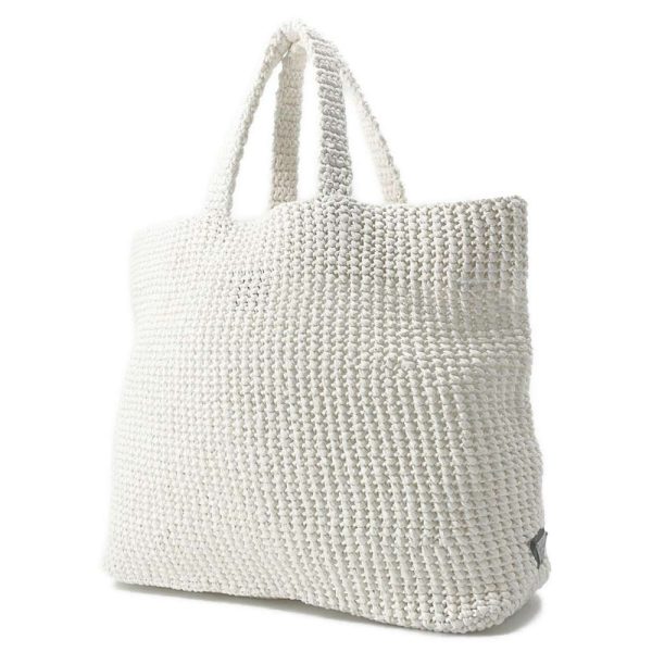 9487598 02 Prada Crochet Raffia Tote Bag Basket Bag White