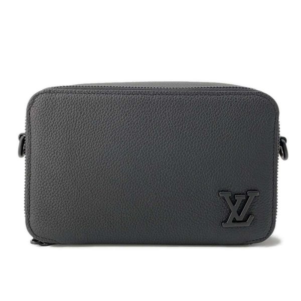 9487734 01 Louis Vuitton Alpha Wearable Wallet Shoulder Bag Grain Calf Leather Black