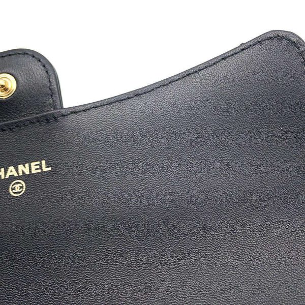 9488038 05 CHANEL Long Flap Wallet Matelasse Coco Mark Lambskin Black