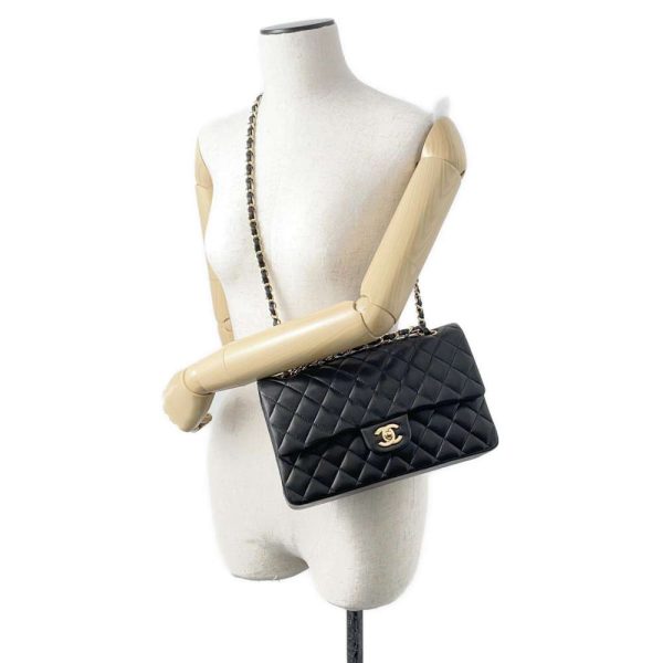 9488137 05 CHANEL 25 Matelasse Lambskin Double Chain Shoulder Bag Black