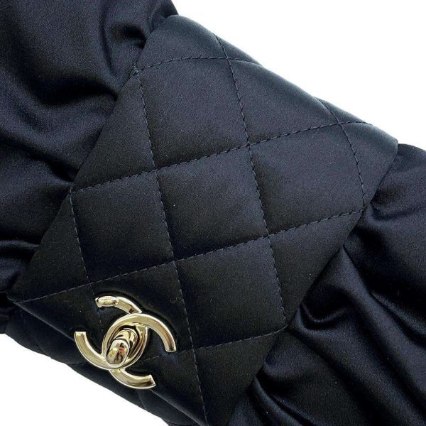 9492851 07 CHANEL Medietar Ribbon Satin Chain Shoulder Bag Black