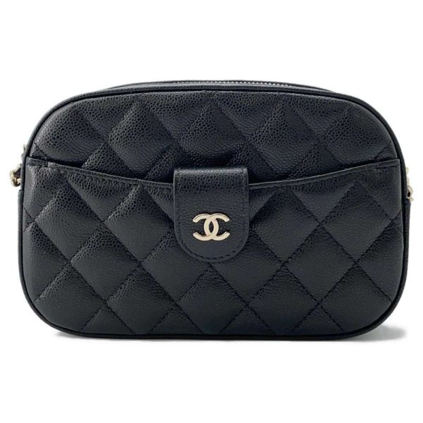 9497108 01 CHANEL Chain Bag Coco Mark Caviar Skin Black Bag