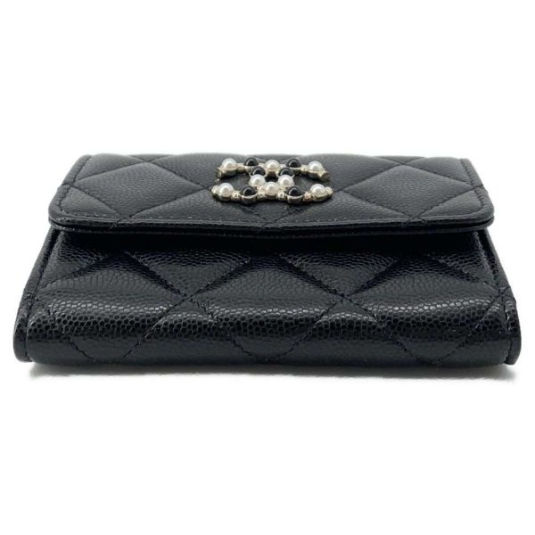 9499096 03 CHANEL Chain Matelasse CocoMark Caviar Skin Wallet Black