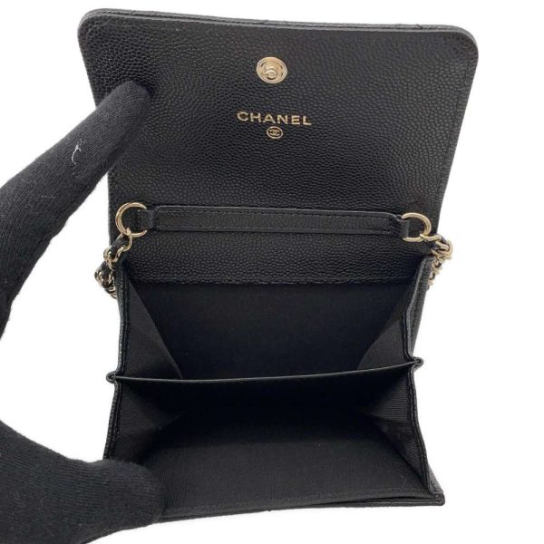 9499096 05 CHANEL Chain Matelasse CocoMark Caviar Skin Wallet Black