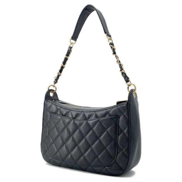 9499102 02 Chanel Chain Shoulder Bag Matelasse Caviar Skin Black