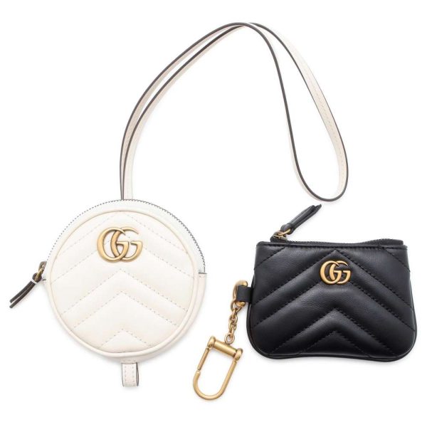 9499133 01 Gucci Coin Case Key Case GG Marmont Coin Black White