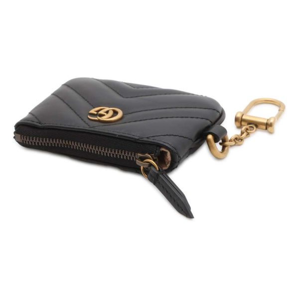 9499133 03 Gucci Coin Case Key Case GG Marmont Coin Black White