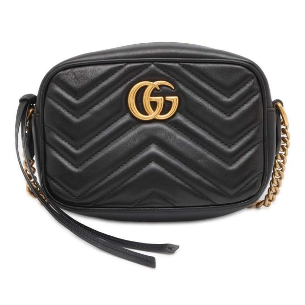 9502888 01 Gucci GG Marmont Quilted Mini Shoulder Bag Black