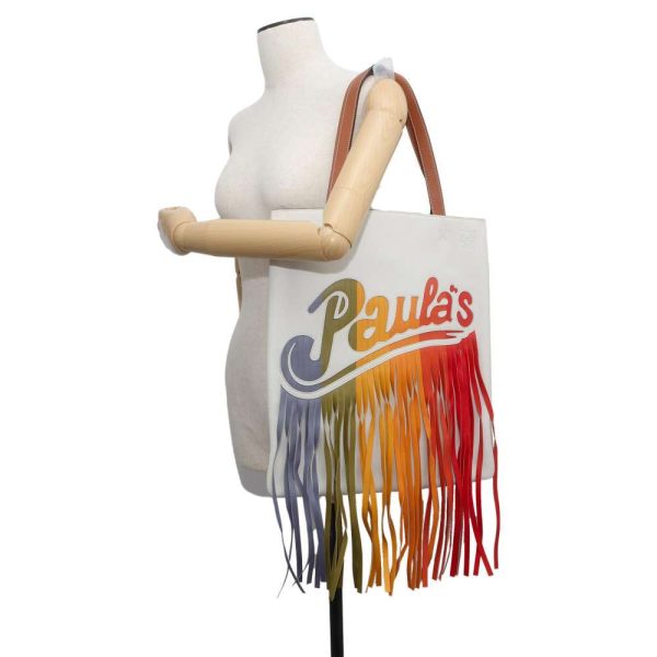 9503021 04 LOEWE Paulas Ibiza Fringe Tote Bag White