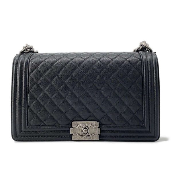 9506480 01 Chanel Large Chain Bag Boy Chanel Coco Mark Black