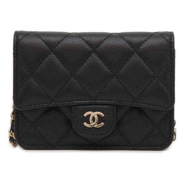 9506923 01 CHANEL Matelasse Caviar Skin Pochette Black