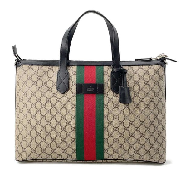 9511897 01 Gucci Duffle Bag GG Supreme Sherry Line 2way Bag Black