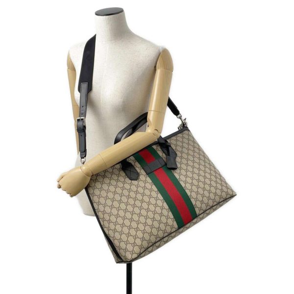 9511897 05 Gucci Duffle Bag GG Supreme Sherry Line 2way Bag Black