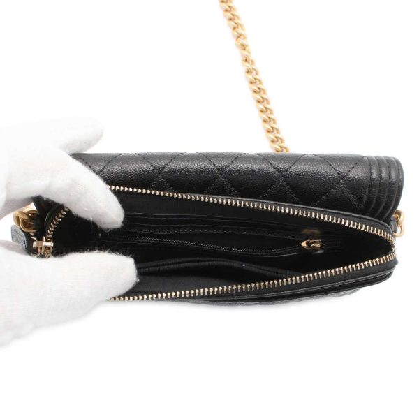 9513563 06 CHANEL Phone Case Chain Shoulder Bag Boy CHANEL Caviar Skin Pochette Black