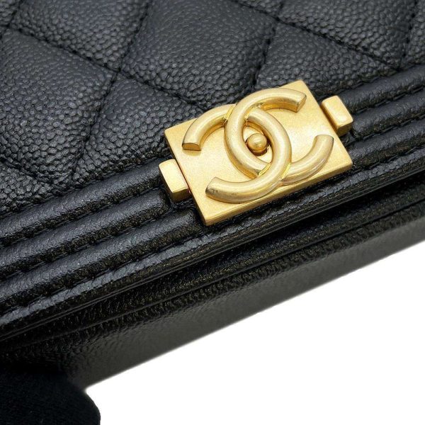 9513563 12 CHANEL Phone Case Chain Shoulder Bag Boy CHANEL Caviar Skin Pochette Black