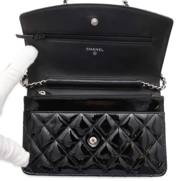 9514379 05 Chanel Brilliant Chain Wallet Matelasse Patent Coco Mark Long Wallet Black