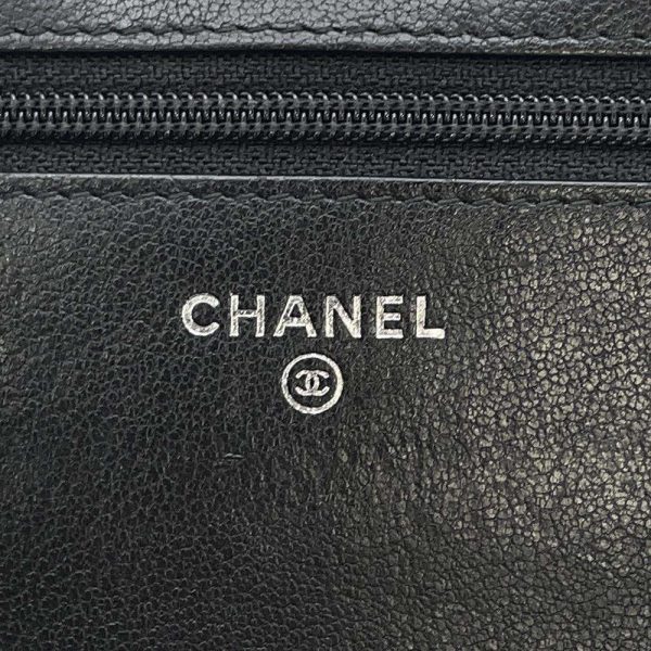 9516571 14 CHANEL Chain 255 Chevron Studs V Stitch Lambskin Wallet Black