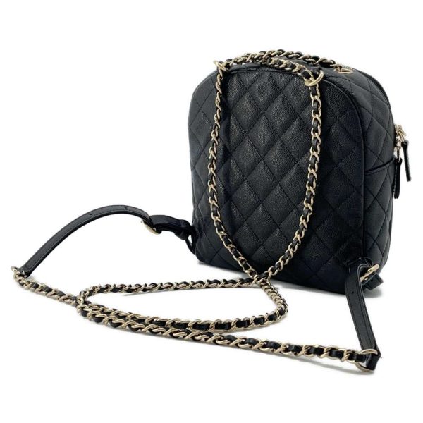 9516588 02 CHANEL Mini Backpack Matelasse Coco Mark Caviar Skin Black