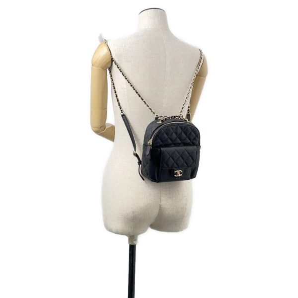 9516588 04 CHANEL Mini Backpack Matelasse Coco Mark Caviar Skin Black