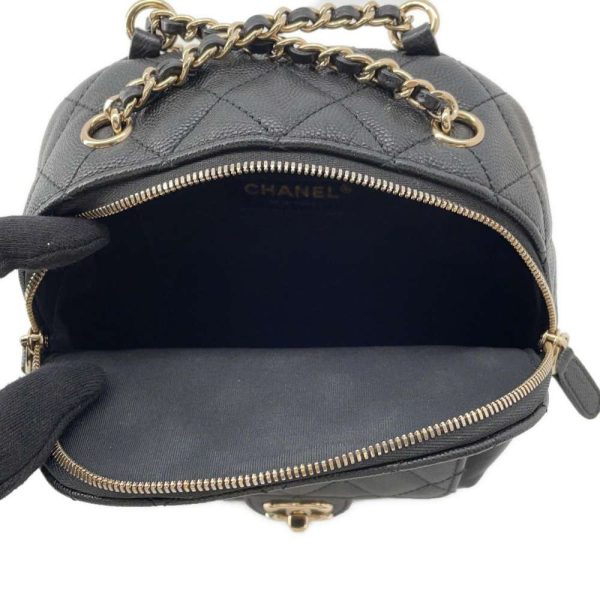 9516588 05 CHANEL Mini Backpack Matelasse Coco Mark Caviar Skin Black