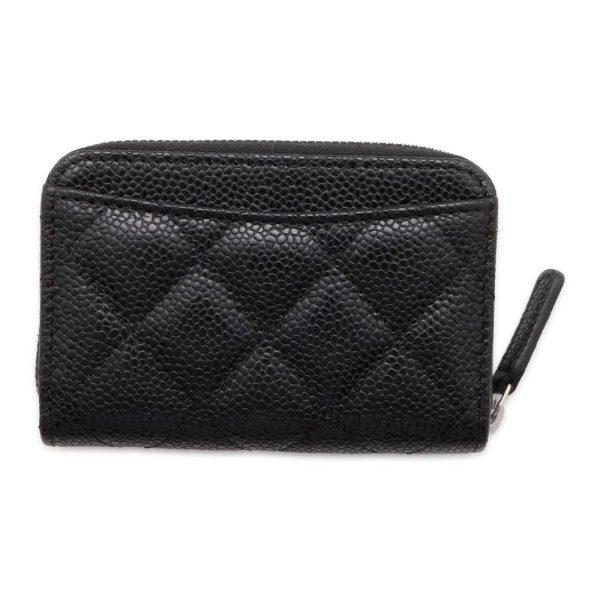 9516878 03 CHANEL Matelasse CocoMark Caviar Skin Zip Wallet Case Black