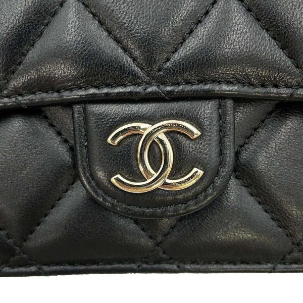 9531079 14 CHANEL Chain Bag Flap Phone Case Matelasse Coco Mark Lambskin Black