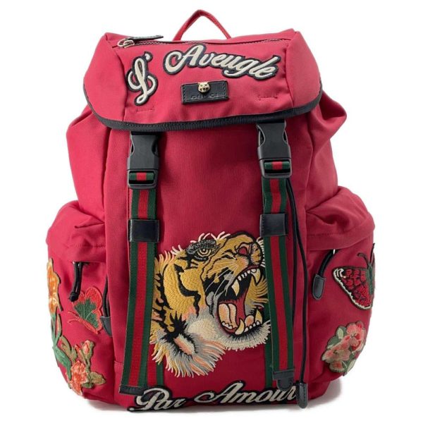 9533714 01 Gucci Embroidered Tiger Backpack Tiger Black