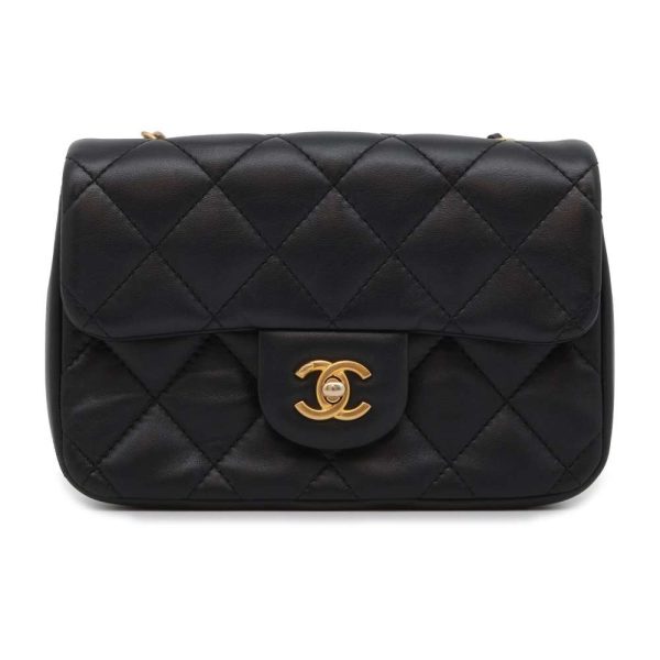 9535879 01 Chanel Mini Matelasse Shoulder Bag Heart Lambskin Black