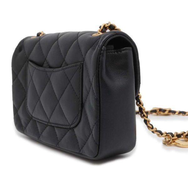 9535879 02 Chanel Mini Matelasse Chain Shoulder Bag Lambskin Black